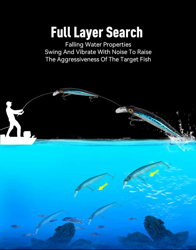 Kingdom Sinking Minnow Saltwater Fishing Lures  Crankbait  Hard Baits Good Action Wobblers Artificial Trout Lure For Sea Bass