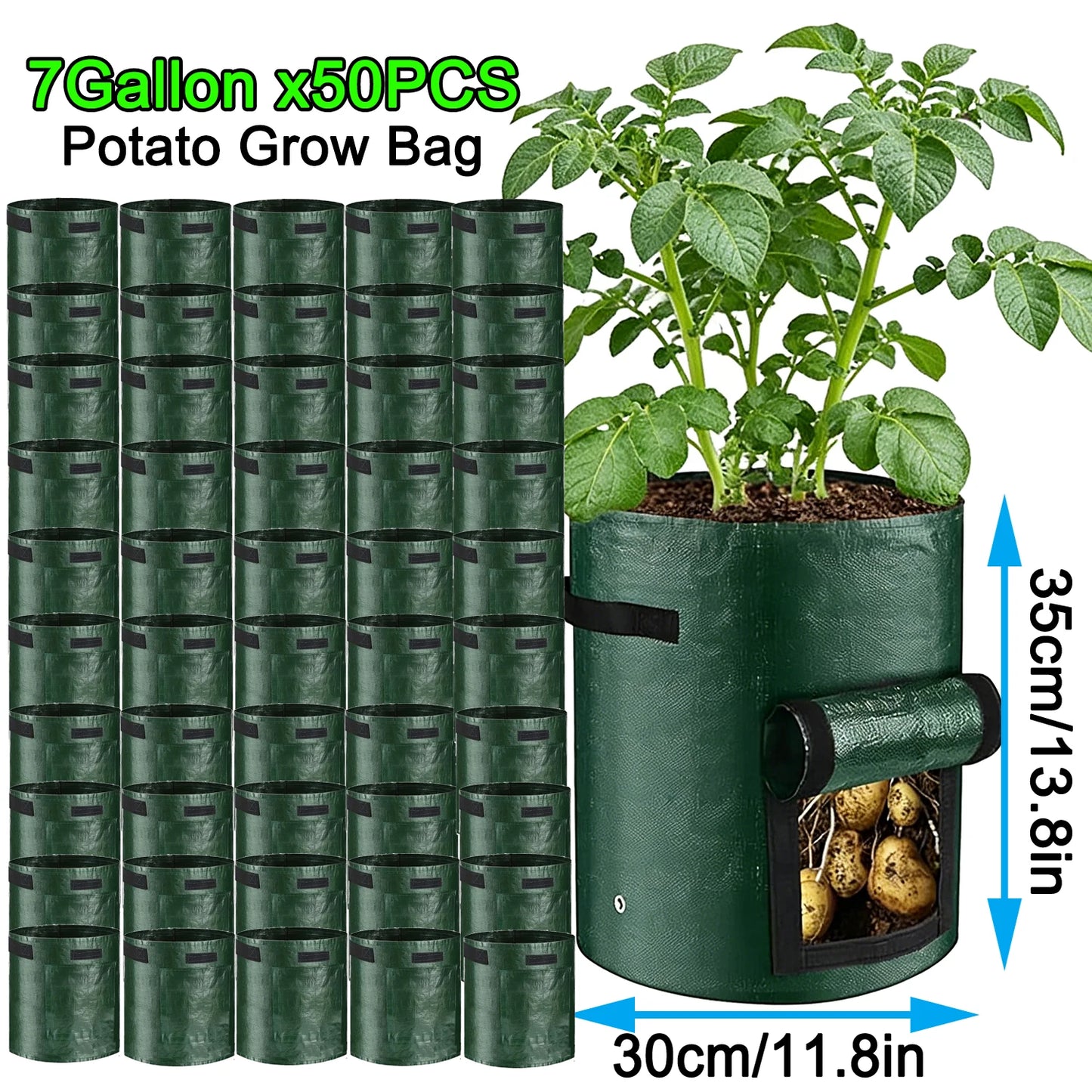 50PCS 7 Gallon Grow Bags for Vegetables Plants with Handles Pots for Plants Form for Garden Flower Pots for Outdoor &Living Room