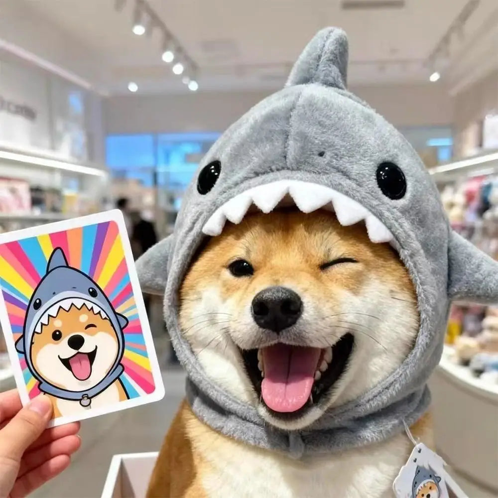 Funny Adjustable Cat Shark Headdress Warm Soft Cat Decorative Hat Cute Cartoon Cat Warm Hat Cosplay Party