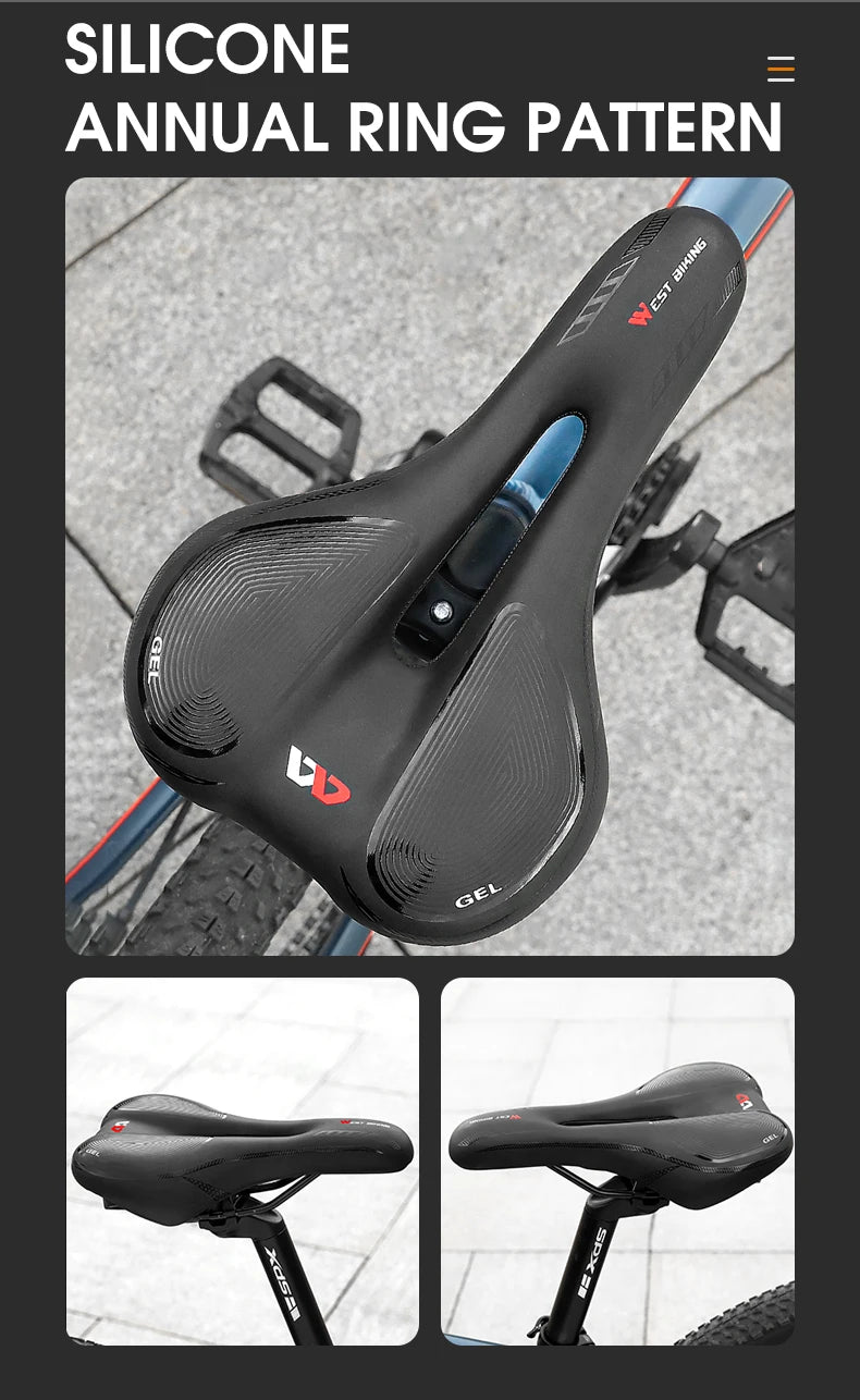 WEST BIKING MTB Bike Bicycle Saddle Rail Hollow Breathable Absorption Rainproof Soft Comfortable Sponge Casual Road Cycling Seat