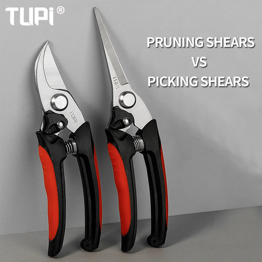 TUPI Stainless Steel Pruning Shears Sharp Branch Scissors with Non Slip Handle for Garden Fruit Tree Trimming Tools
