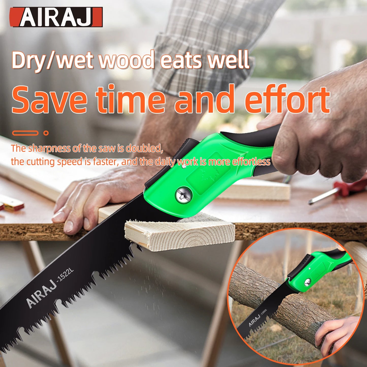 AIRAJ Multifunctional Folding Saw Steel Sharp And Wear-Resistant Portable Household Hand Saw Woodworking Saw