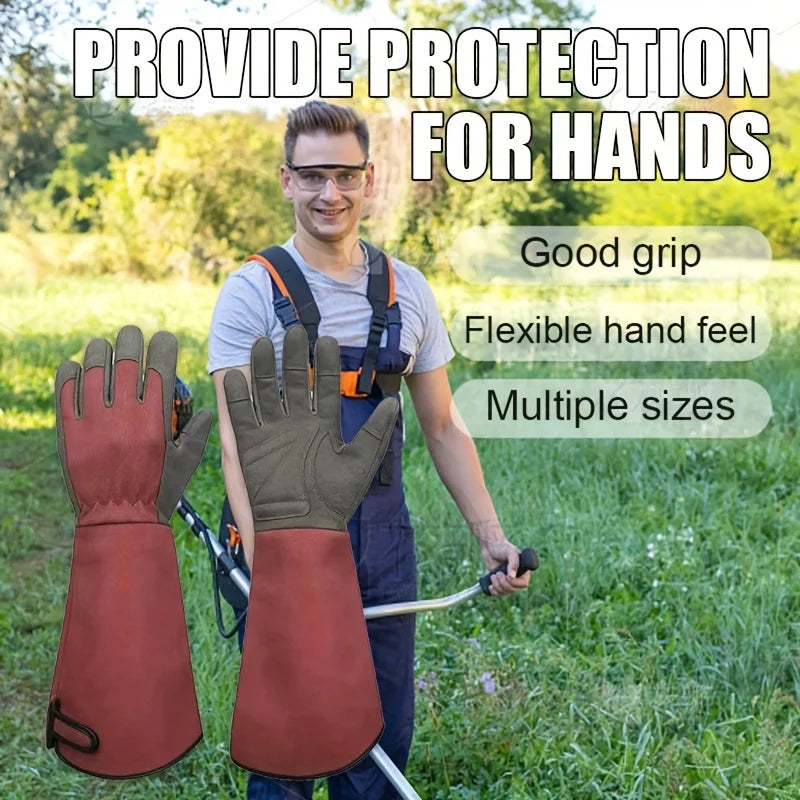 Long Style Gardening Gloves Thorn Proof Gloves Canvas Rose Pruning Garden Gloves with Touch Screen Breathable Work Gloves