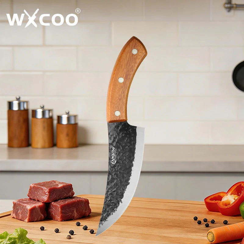 WXCOO Hand Forged Chef Knife Full Tang Butcher Knife Meat Cleaver for Cutting Meat Vegetables Kitchen Cooking Boning Knife