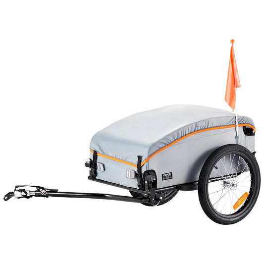 SucceBuy 100lbs Bike Cargo Trailer Foldable Bicycle Wagon Cart with Waterproof Cover & Safe Reflectors Fits 22"-28" Bike Wheel