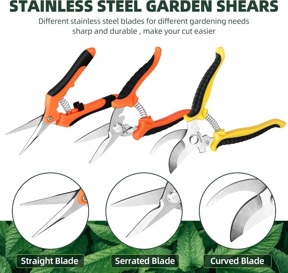 3PCS Gardening Scissors Set Ergonomic Non-Slip Handles Safety Lock Pruning Shears Beginner Gardening Set Can Cut Roses and More!