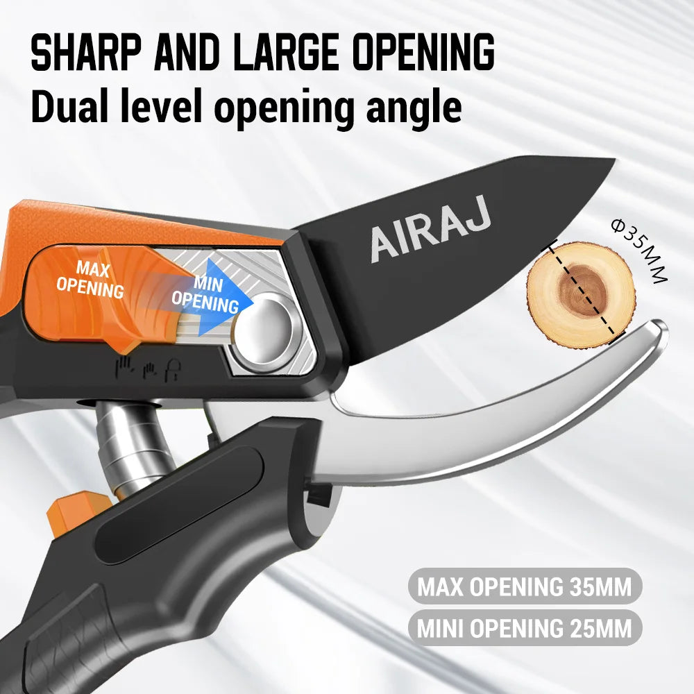 AIRAJ Pruning Shears Full Category, Multi-gear Adjustment Large Opening Super Sharp Manual Trimmer Professional Garden Shears