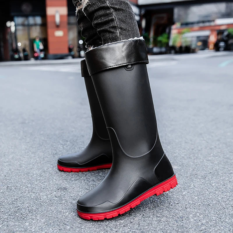 German Style Thickened Long High-Tube Rain Boots Men's Anti-Slip Outdoor Camping Fishing Snake Bite Proof Water Shoes