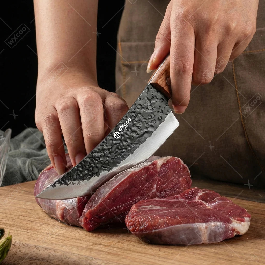 WXCOO Hand Forged Chef Knife Full Tang Butcher Knife Meat Cleaver for Cutting Meat Vegetables Kitchen Cooking Boning Knife