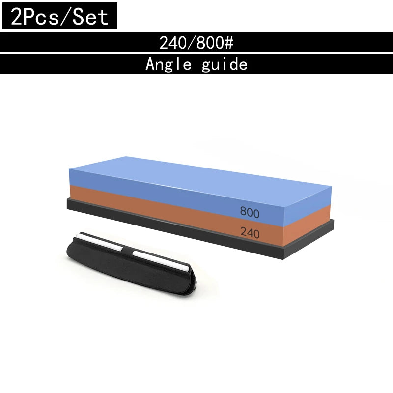 2in1 Professional Sharpening stones Knife sharpener Double-side Whetstone Grinder stone Watster stone Bamboo base Angle guide