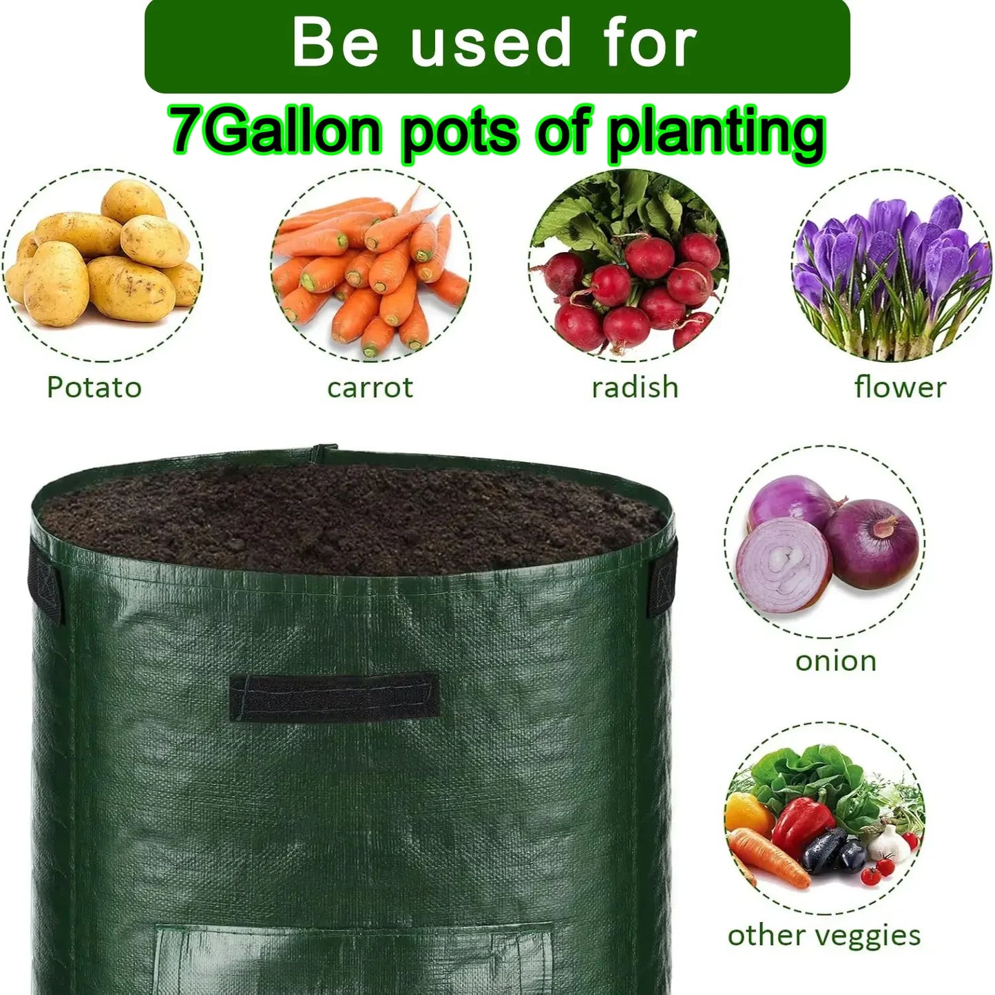 50PCS 7 Gallon Grow Bags for Vegetables Plants with Handles Pots for Plants Form for Garden Flower Pots for Outdoor &Living Room