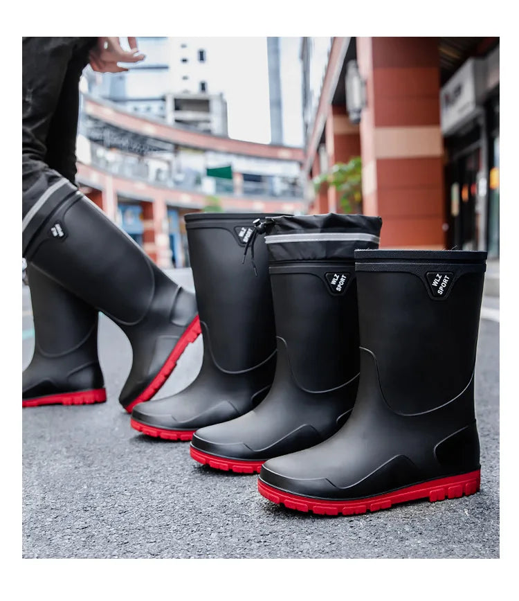 German Style Thickened Long High-Tube Rain Boots Men's Anti-Slip Outdoor Camping Fishing Snake Bite Proof Water Shoes