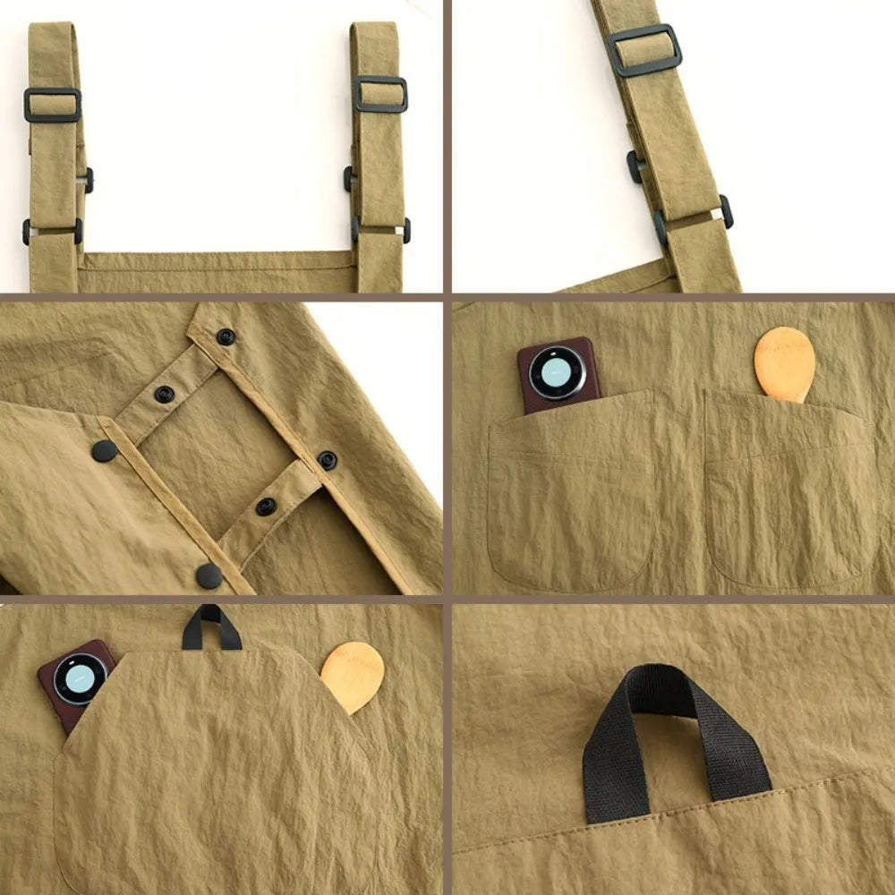 New Japanese Style Catering Workwear Apron Waterproof Stain Resistant Working Overalls Household Work Clothes for Cafe Barber