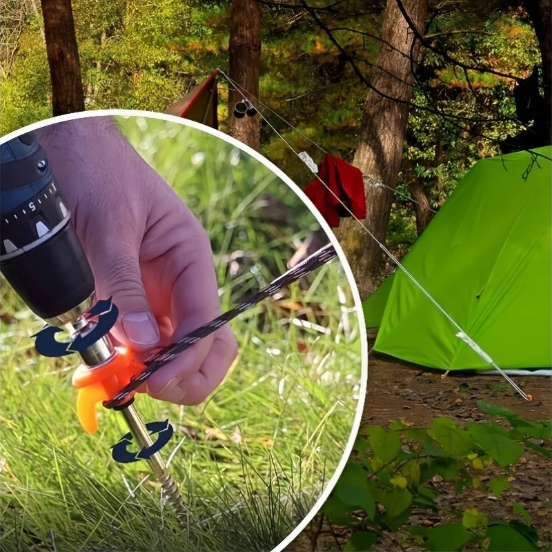 Heavy Duty Tent Stakes,  Metal Ground Anchor Screw-In, Threaded Ground Anchors with Hex Head