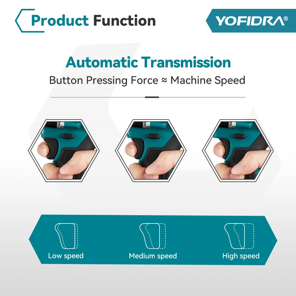 YOFIDRA 13mm 35+3 Torque Brushless Electric Impact Drill Cordless Screwdriver Househeld Power Tool For Makita 18V Battery Pin