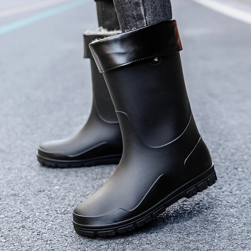German Style Thickened Long High-Tube Rain Boots Men's Anti-Slip Outdoor Camping Fishing Snake Bite Proof Water Shoes