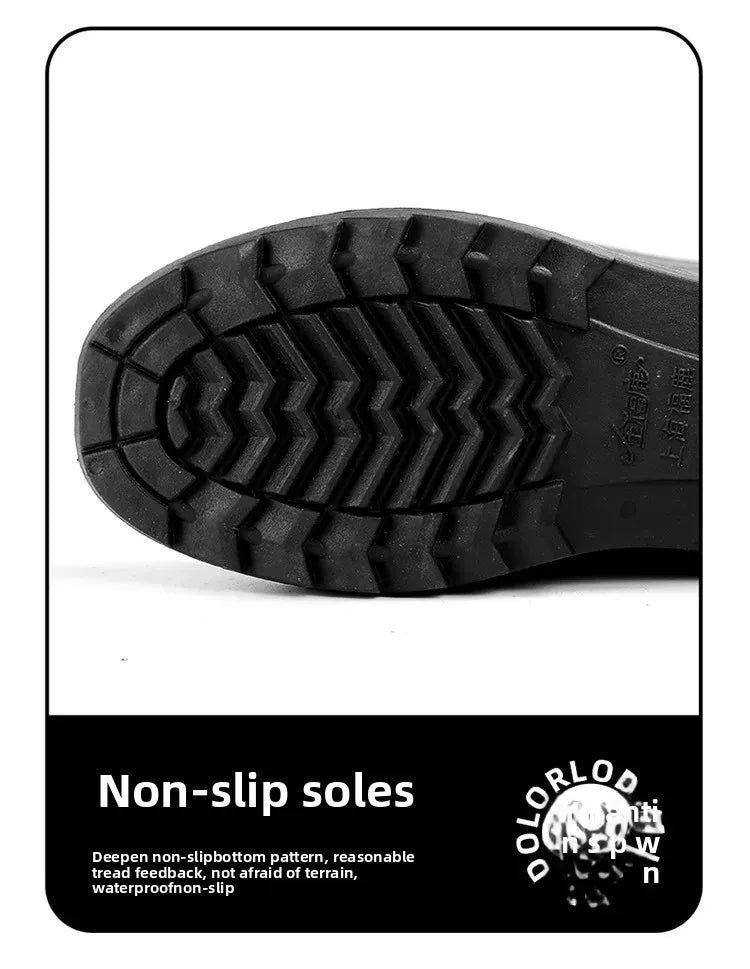 Men's Fashionable Long Tube Rain Boots Anti-Slip Waterproof Wear-Resistant Outdoor Fishing Car Wash Thick Bottom Shoes