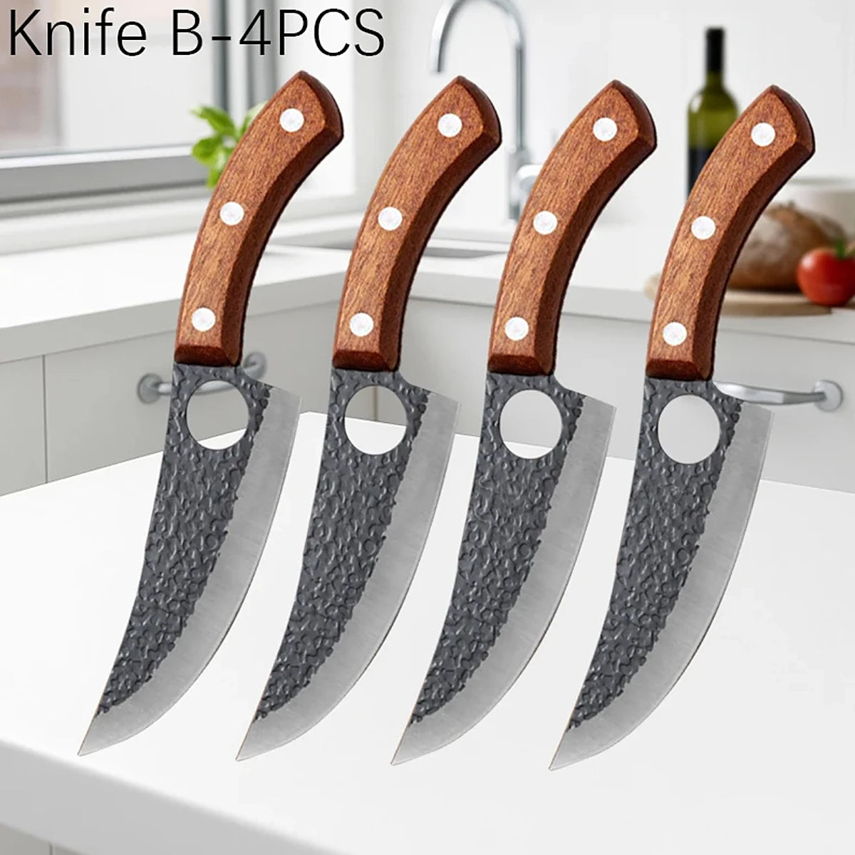 Professional Hand Forged Butcher Knife with Wooden Handle Stainless Steel Boning Knife Cutter Full Tang Kitchen Knife