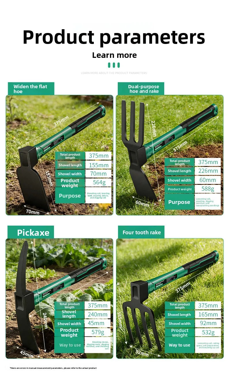 BAOLIAN Gardening Tool Sets Shovel Hoe Harrow with Anti Slip Rubber Handle Garden Lawn Farmland Transplant Gardening Bonsai Tool