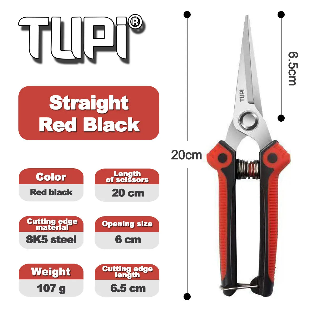TUPI Stainless Steel Pruning Shears Sharp Branch Scissors with Non Slip Handle for Garden Fruit Tree Trimming Tools