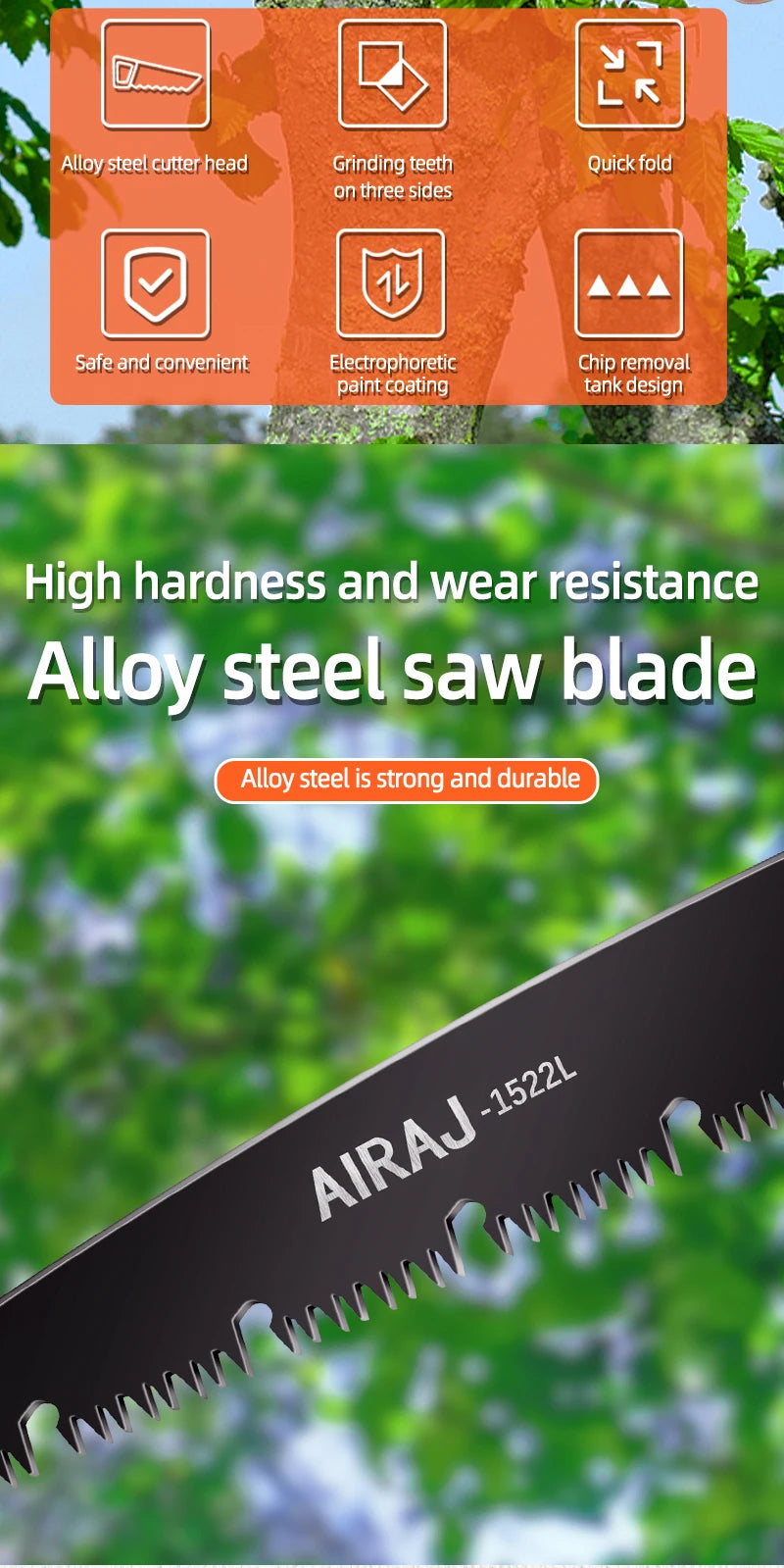 AIRAJ Multifunctional Folding Saw Steel Sharp And Wear-Resistant Portable Household Hand Saw Woodworking Saw