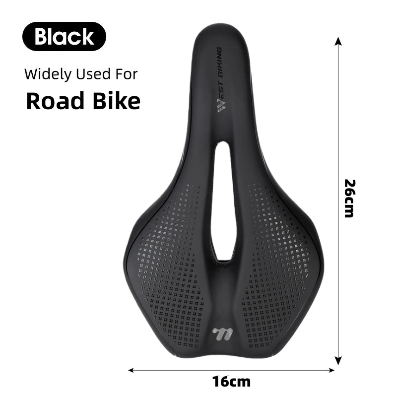 WEST BIKING MTB Bike Bicycle Saddle Rail Hollow Breathable Absorption Rainproof Soft Comfortable Sponge Casual Road Cycling Seat