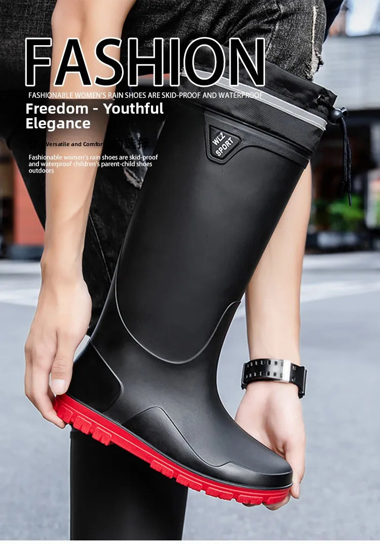 German Style Thickened Long High-Tube Rain Boots Men's Anti-Slip Outdoor Camping Fishing Snake Bite Proof Water Shoes