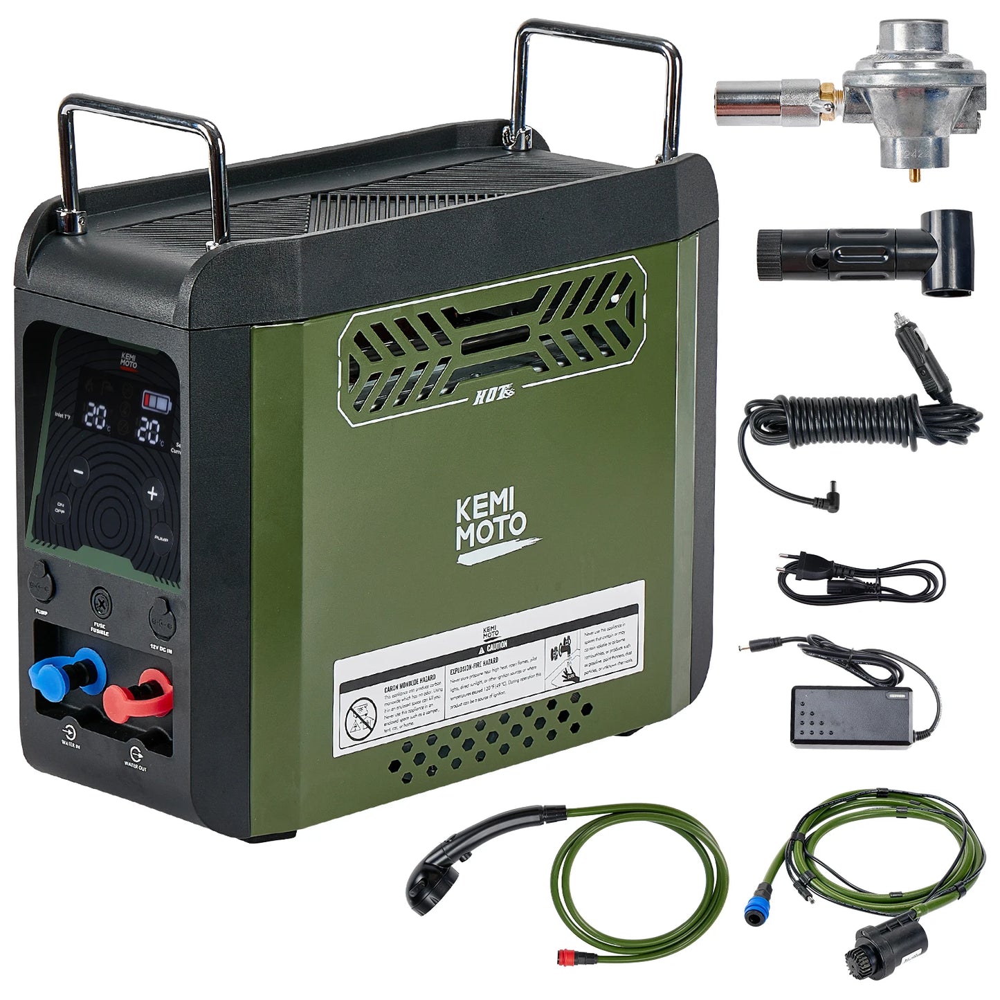 UTV Portable Shower Botane Outdoor Water Heater with Pump Max 100 Mins 3s Instant Hot 20,000 BTU 4000mAh Rechargeable Battery