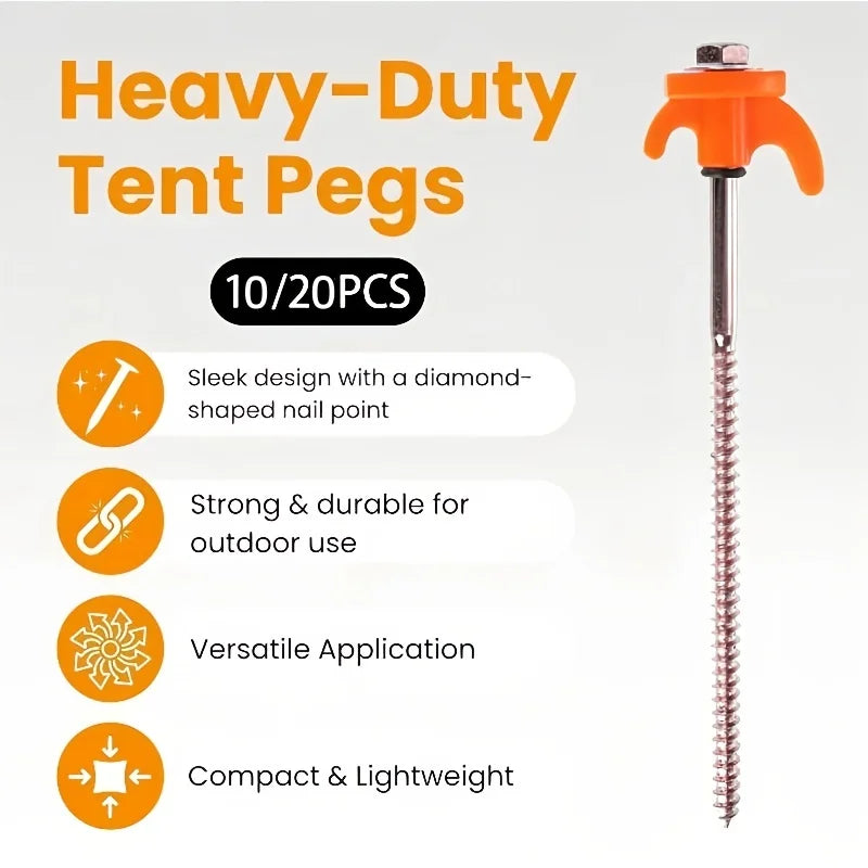 Heavy Duty Tent Stakes,  Metal Ground Anchor Screw-In, Threaded Ground Anchors with Hex Head