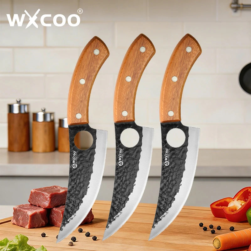 WXCOO Hand Forged Chef Knife Full Tang Butcher Knife Meat Cleaver for Cutting Meat Vegetables Kitchen Cooking Boning Knife