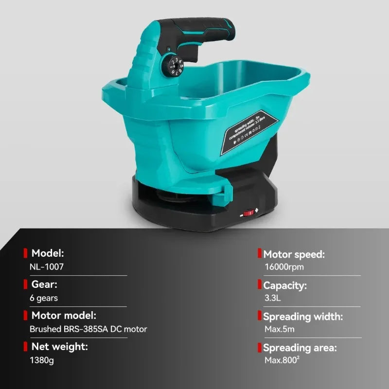 6 Gears Automatic Fertilizer Spreader Handheld Electric Fertilizer Spreader Grass Seed Vegetable Garden Power Tools Agricultural