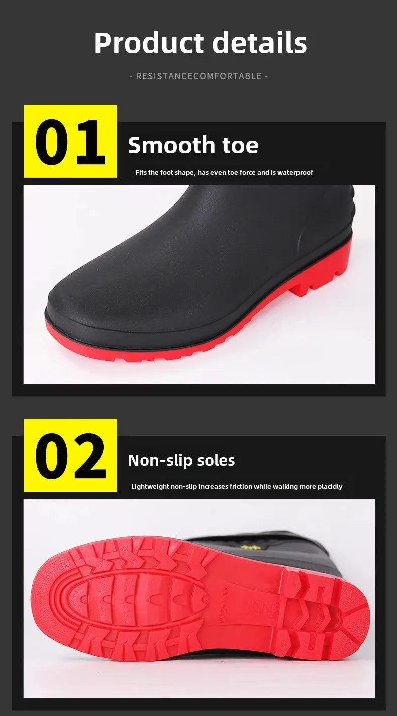 Comfortable High-Tube Men's Rain Boots Outdoor Versatile Waterproof Fishing Shoes Korean Style Delivery Car Wash Shoes Men's Wat