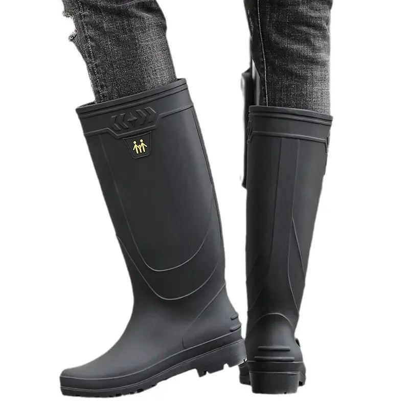 Comfortable High-Tube Men's Rain Boots Outdoor Versatile Waterproof Fishing Shoes Korean Style Delivery Car Wash Shoes Men's Wat