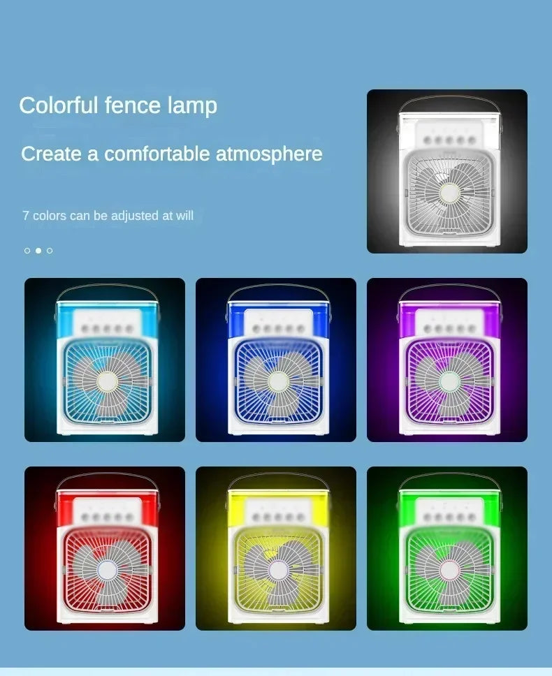 Lenovo Air Conditioner Ice Fan Mini USB Portable Air Cooler Humidifier Water Mist Spray LED Night Light Desktop Cooling Fan