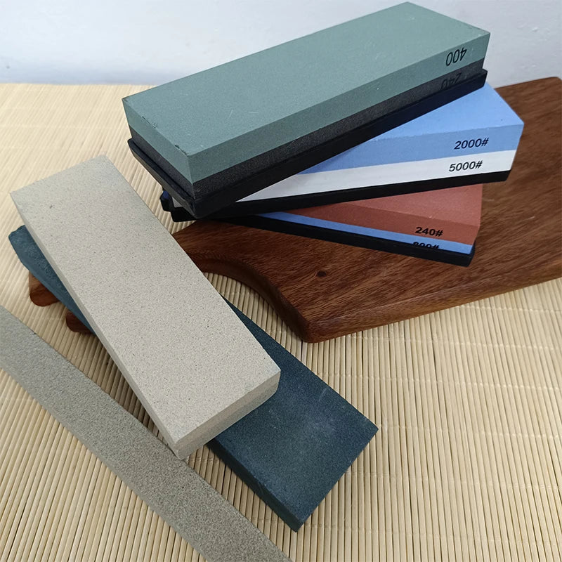 Professional Knife Sharpening Stone Kit 400/1000 3000/8000 Grit Non-slip Bamboo Base Double-side Knife Whetstone Angle guide