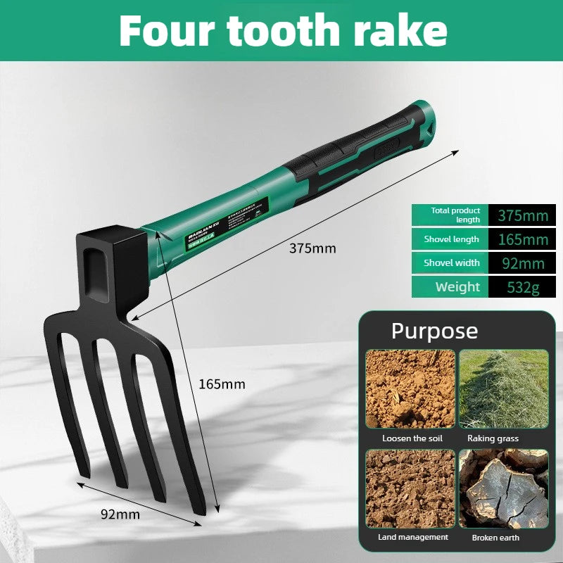 BAOLIAN Gardening Tool Sets Shovel Hoe Harrow with Anti Slip Rubber Handle Garden Lawn Farmland Transplant Gardening Bonsai Tool