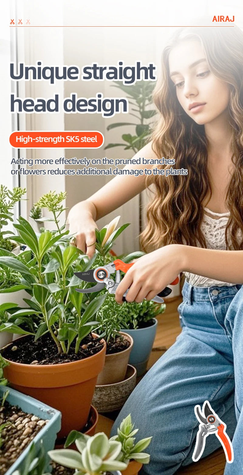 AIRAJ Pruning Shears Full Category, Multi-gear Adjustment Large Opening Super Sharp Manual Trimmer Professional Garden Shears