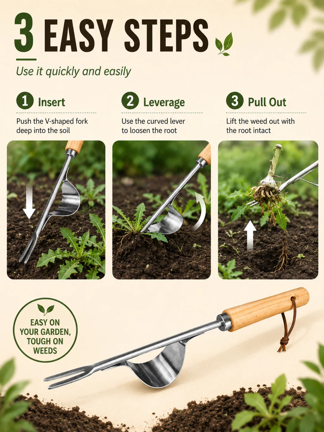 Manual Weed Remover, Stainless Steel Spatula Weed Puller, Garden Crack Weeder for Yard Patio Hoe Gardening Tool