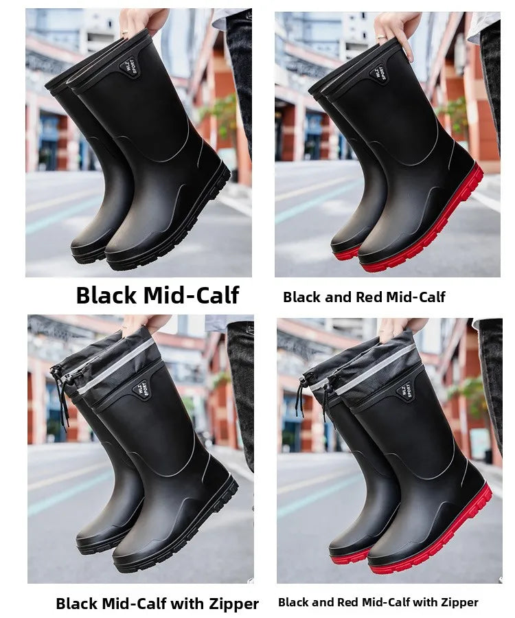 German Style Thickened Long High-Tube Rain Boots Men's Anti-Slip Outdoor Camping Fishing Snake Bite Proof Water Shoes