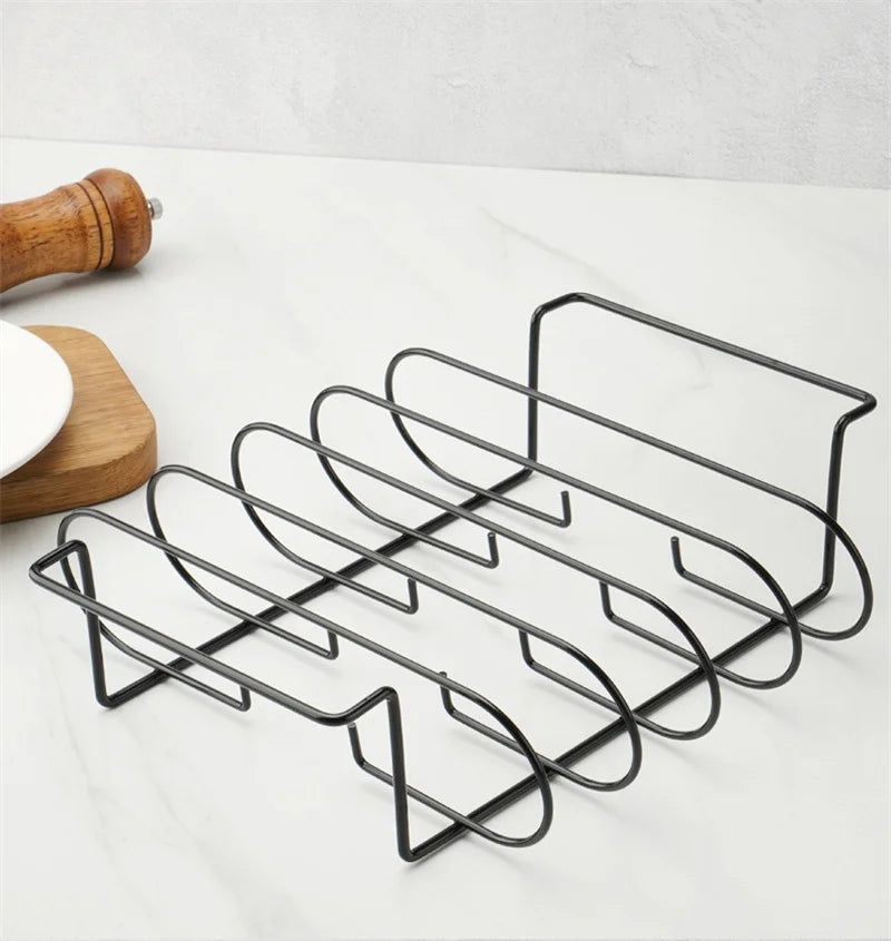 BBQ Steak Racks Non-Stick Coated Steel Roasting Barbecue Rib Meat Lamb Roasting Grilling Stand Holds Outdoor Picnic Rib Rack