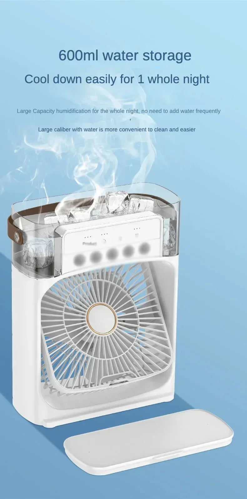 Lenovo Air Conditioner Ice Fan Mini USB Portable Air Cooler Humidifier Water Mist Spray LED Night Light Desktop Cooling Fan