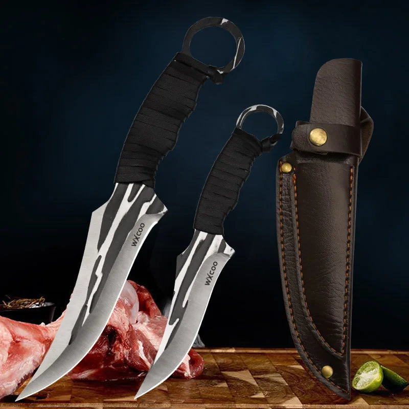 WXCOO Kitchen Knife Hand-Forged Butcher Cleaver BBQ Knife Stainless Steel Boning Knife Fruit Paring Cooking Kitchen Accessories