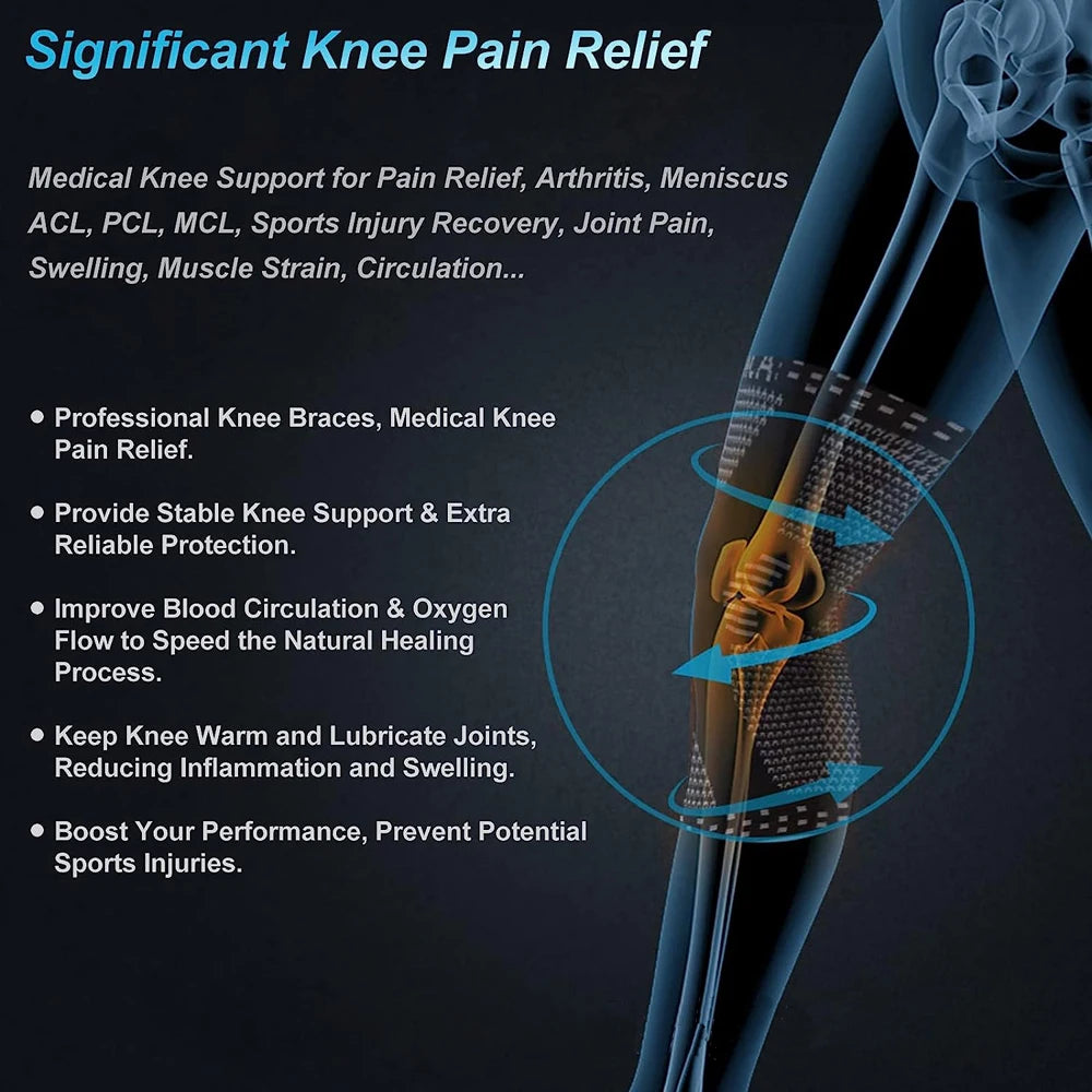 1/2Pcs Sport Compression Knee Support Brace Patella Protector Knitted Silicone Spring LegPad Cycling Running Basketball Football