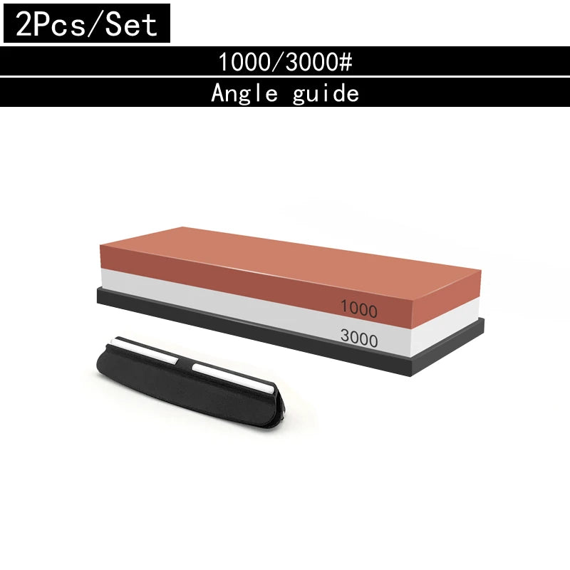 2in1 Professional Sharpening stones Knife sharpener Double-side Whetstone Grinder stone Watster stone Bamboo base Angle guide