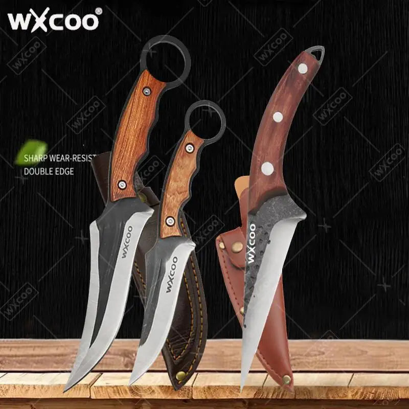 WXCOO Hand-Forged Butcher Knife Stainless Steel Kitchen Knife Full Tang Meat Cleaver Boning Chef Knife for Barbecue Cooking