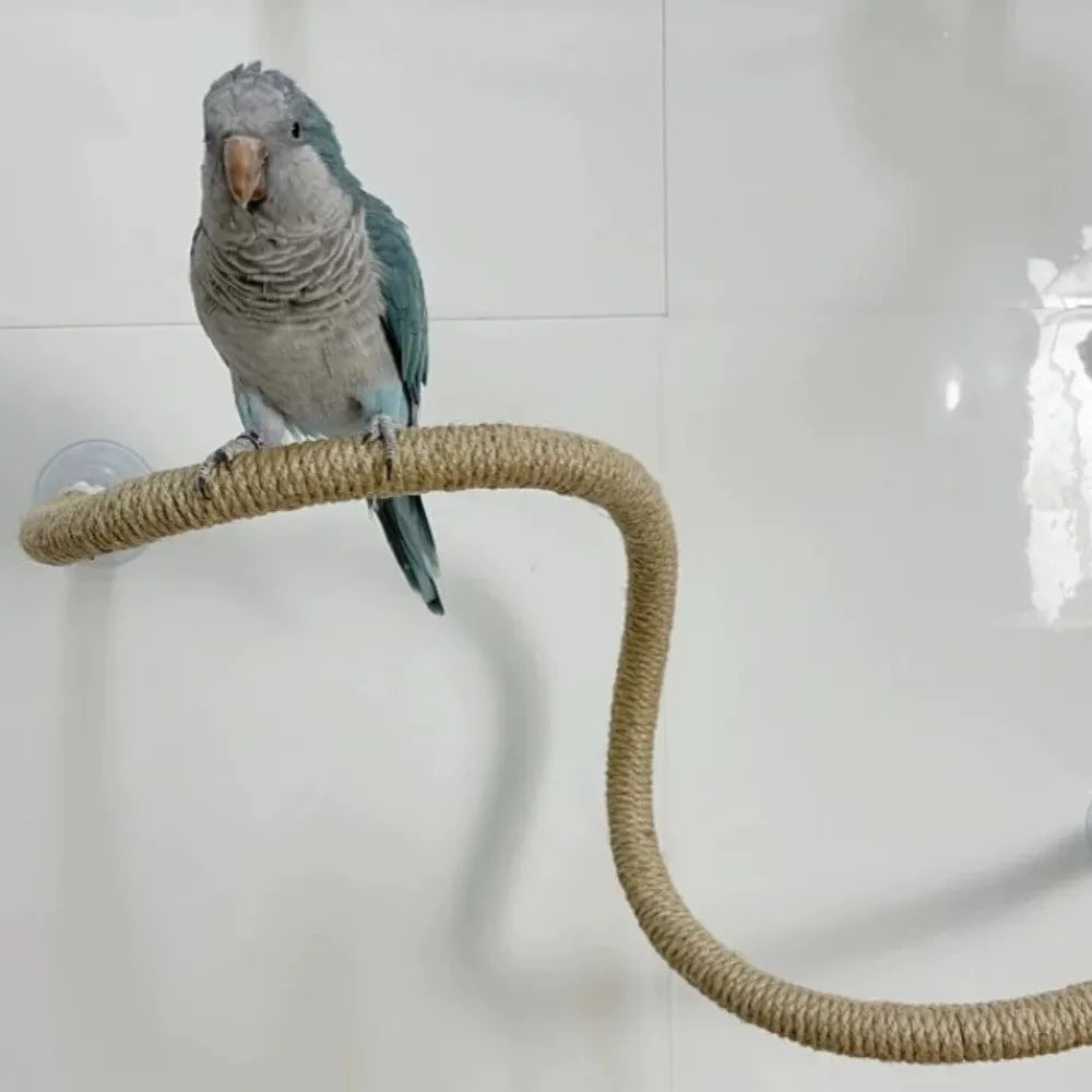 Linen Rope DIY Bendable Perch for Birds Non-slip Comfortable Grip Suction Cup Bird Climbing Rope Stable Durable