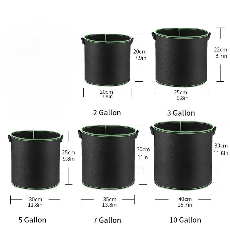 Vegetable/Flower/Plant Grow Bags 2/3/5/7/10 Gallon Thickened Non-Woven Grow Bags Aeration Fabric Pots with Handles Flower Pot