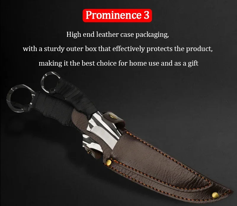 WXCOO Hand-Forged Butcher Knife Stainless Steel Kitchen Knife Full Tang Meat Cleaver Boning Chef Knife for Barbecue Cooking