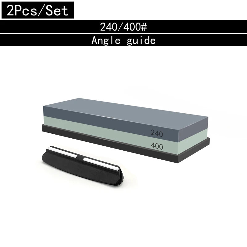 2in1 Professional Sharpening stones Knife sharpener Double-side Whetstone Grinder stone Watster stone Bamboo base Angle guide