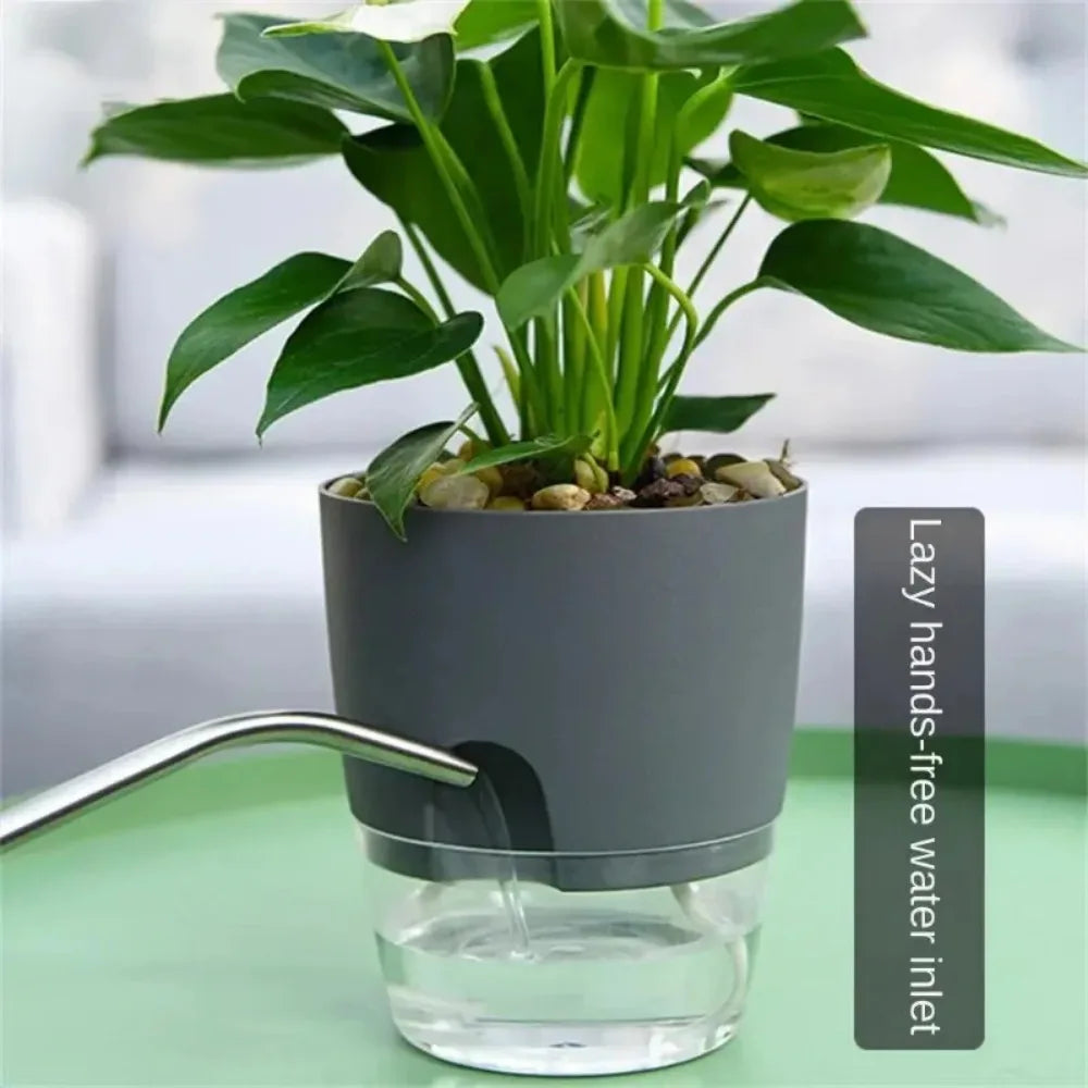 10/5Pcs Self Watering Plastic Flower Pot Double Layer Hydroponics Plants Bonsai Pot Vases Succulent Potted Home Office Decor